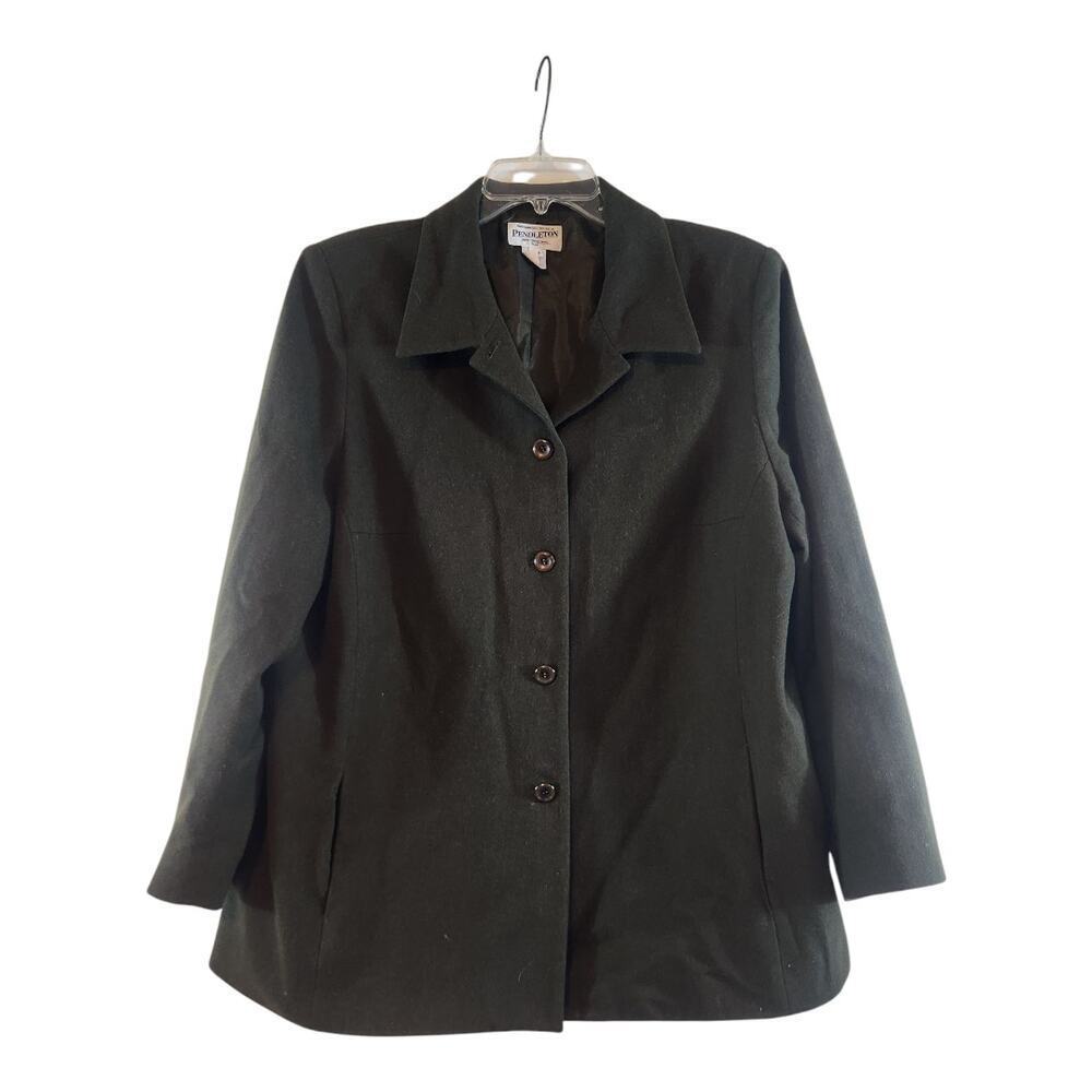 Pendleton 100% Virgin wool Womens jacket plus sz 18W button up green